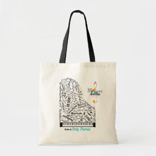Personalized Baby Grand Piano Student Teacher Tote Bag