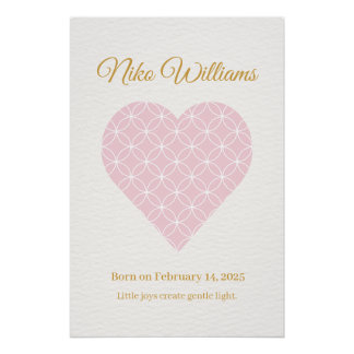 Personalized Baby Name Poster – Pink Shippo Heart