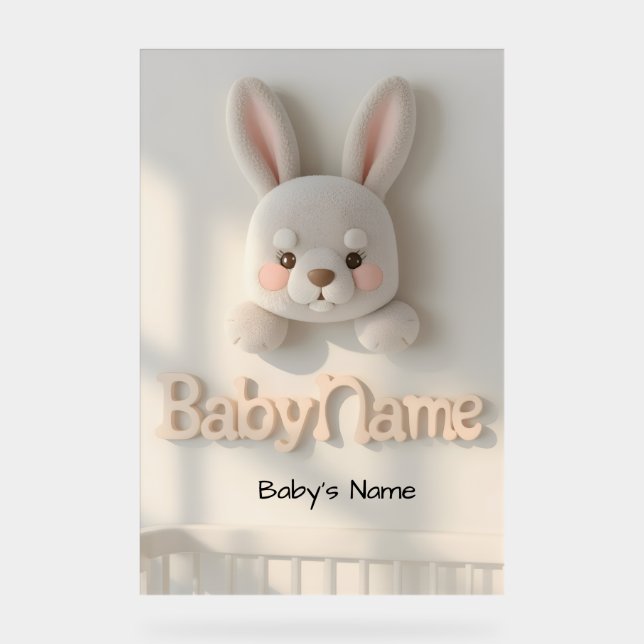 Personalized Baby Name Wall Art – Cute Animal Nurs Acrylic Sign (Front)