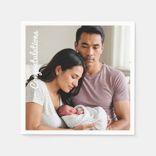 Personalized Baby Newborn Party Custom photo name Napkin (Front)