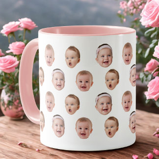 Personalized Baby Photo Coffee Mug, 3 Faces Mug