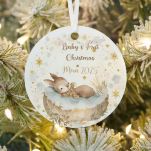 Personalized Baby’s First Christmas Keepsake Metal Tree Decoration