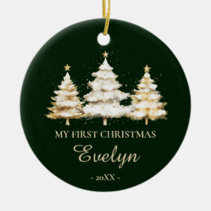 Personalized Baby’s First Christmas (Name & Photo) Ceramic Ornament