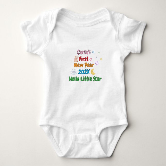 Personalized Baby’s First New Year – Cute Design Baby Bodysuit (Front)