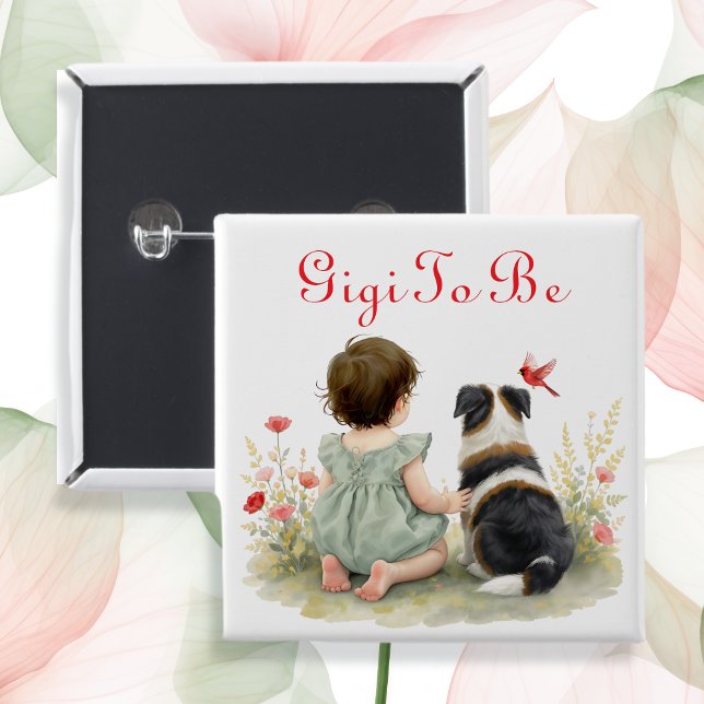 Personalized Baby Shower | Gigi To Be 15 Cm Square Badge (Creator Uploaded)