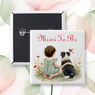 Personalized Baby Shower Mimi To Be 15 Cm Square Badge