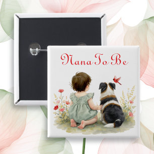 Personalized Baby Shower   Nana To Be 15 Cm Square Badge