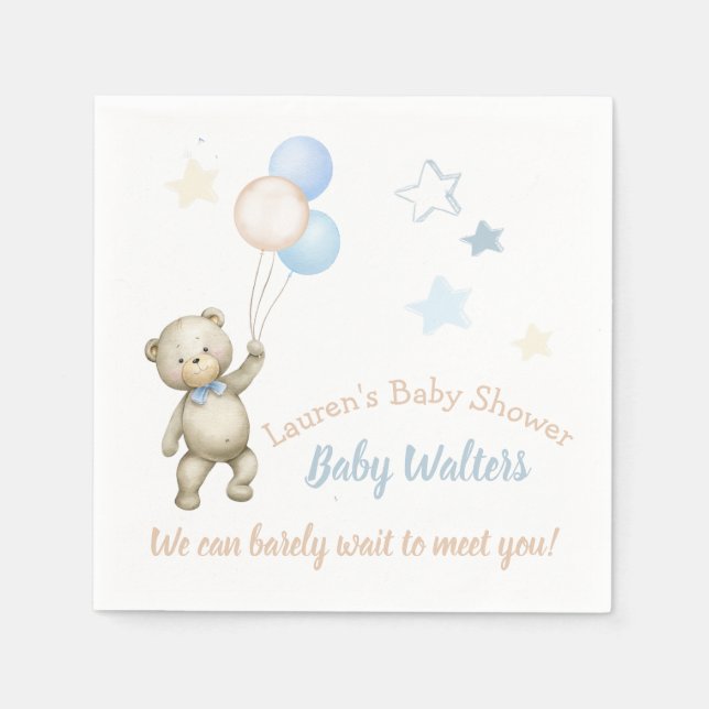 Personalized Baby Shower Napkins Teddy Bear (Front)