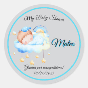 Personalized Baby Shower Stickers Boy