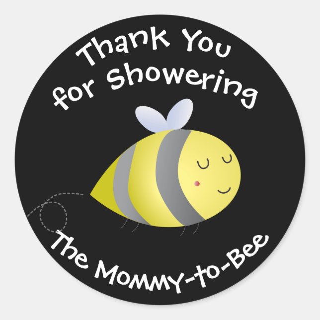 Personalized Baby Shower Stickers- Mommy-to-Bee Classic Round Sticker (Front)