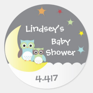 Personalized Baby Shower Stickers with Owls