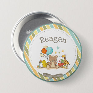 Personalized Baby Teddy Bear Giraffe Rubber Ducky 7.5 Cm Round Badge