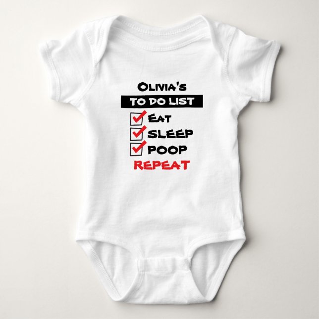 Personalized Baby TO DO LIST Bodysuit (Front)