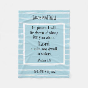 Personalized Baby, w Nighttime Prayer (Psalm 4:8) Fleece Blanket