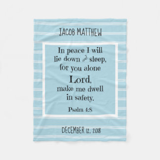 Personalized Baby, w Nighttime Prayer (Psalm 4:8) Fleece Blanket