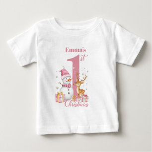 Personalized Baby's 1st Christmas Girls Baby T-Shirt