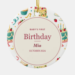 Personalized Baby's First Birthday Keepsake Ceramic Ornament
