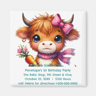 Personalized Baby's First Birthday Party Invite Magnet