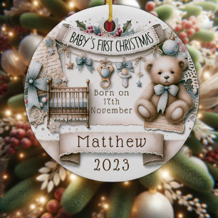 Personalized Baby's First Christmas, Cottagecore  Ornament