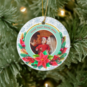 Personalized Baby's First Christmas   Custom Photo Ceramic Ornament