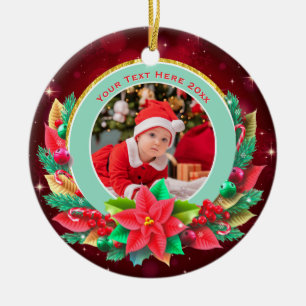 Personalized Baby's First Christmas Custom Photo Ceramic Ornament