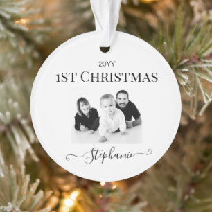 Personalized Babys First Christmas Name Photo Year Ornament