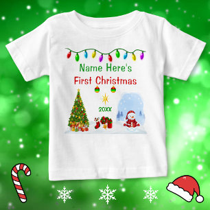 Personalized, Baby's First Christmas Presents, Baby T-Shirt