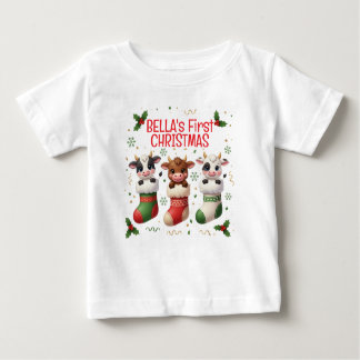Personalized Baby's First Cow Christmas Tee