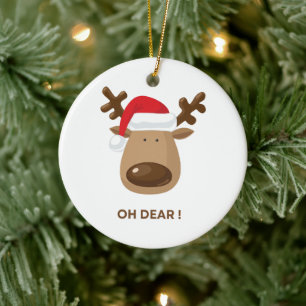 Personalized back note Oh Dear Reindeer Pun  Ceramic Ornament