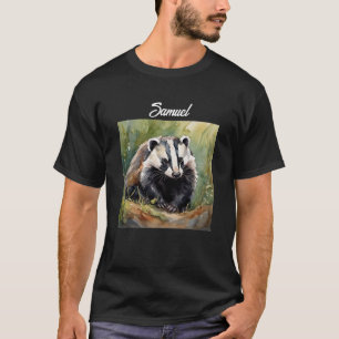Personalized Badger in woodland setting T-Shirt