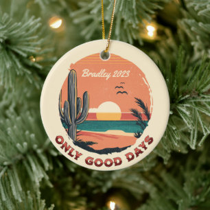 Personalized Baja Beach Christmas Holiday Ceramic Ornament