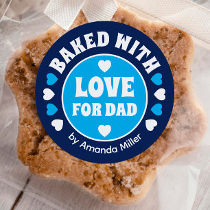 Personalized Baked With Love Father's Day Baking Classic Round Sticker