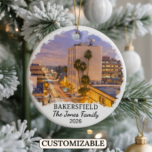 Personalized Bakersfield Ornament, California Ceramic Ornament