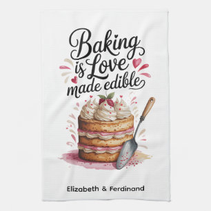 Personalized Baking is Love Made Edible Tea Towel