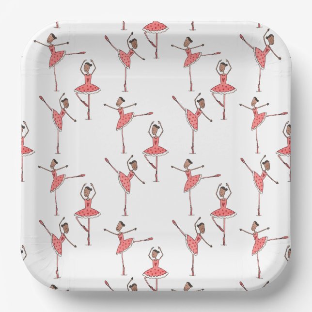 Personalized Ballerina Ballet Dancer Paper Plate (Front)