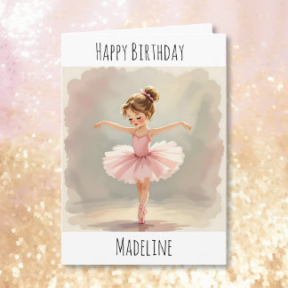 Personalized Ballerina Birthday + Coloring Page Card