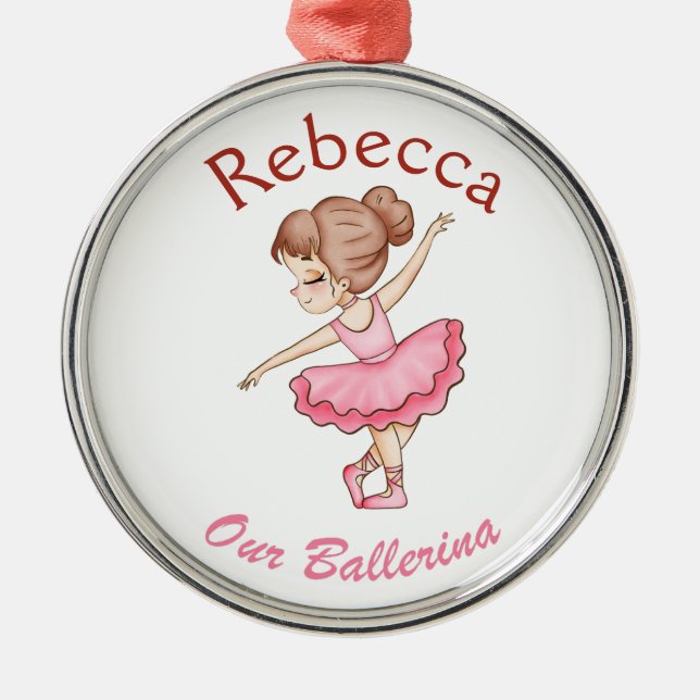 Personalized ballerina Gift, custom ballet dancer, Metal Ornament (Front)