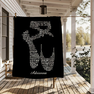 Personalized Ballet Shoe Typgography Fleece Blanket