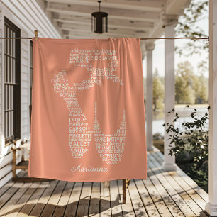 Personalized Ballet Shoe Typgography  Fleece Blanket