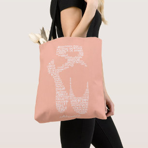 Personalized Ballet Shoe Typgography Tote Bag