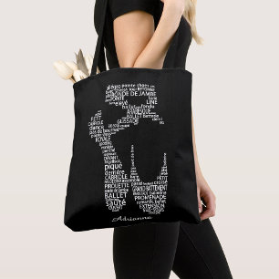 Personalized Ballet Shoe Typgography Tote Bag