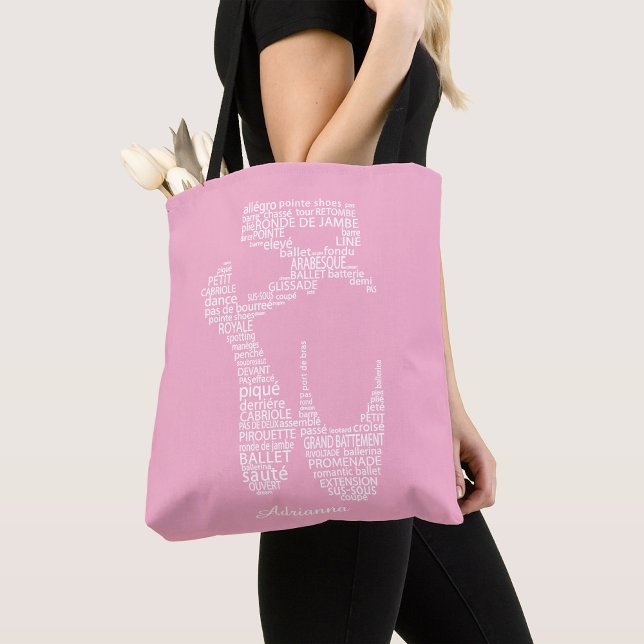 Personalized Ballet Shoe Typography  Tote Bag (Creator Uploaded)