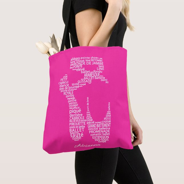 Personalized Ballet Shoe Typography  Tote Bag (Creator Uploaded)