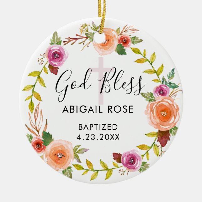 Personalized Baptism Ceramic Ornament (Front)