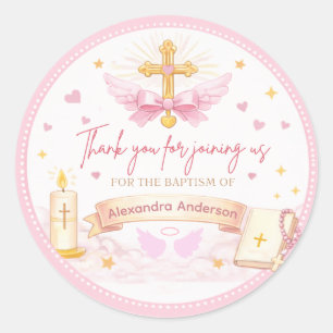 Personalized Baptism Thank You Sticker for Girl