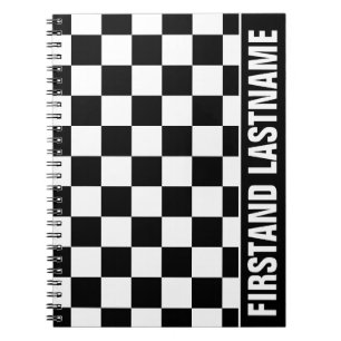 Personalized Bar Tab Black Checkered Notebook