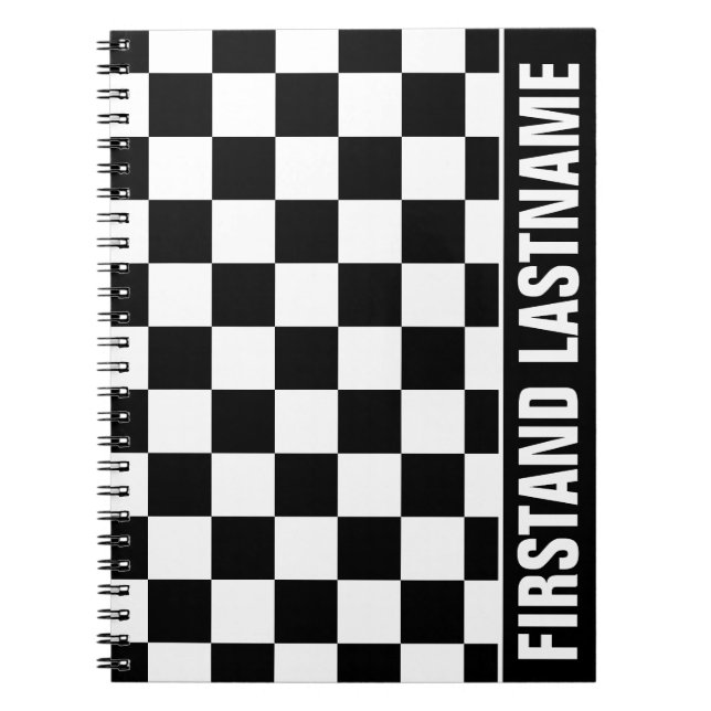 Personalized Bar Tab Black Checkered Notebook (Front)
