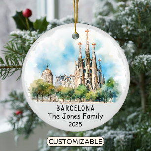 Personalized Barcelona Ornament, Spain Ceramic Ornament
