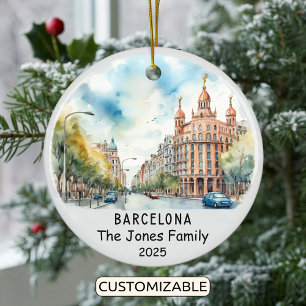 Personalized Barcelona Ornament, Spain Ceramic Ornament