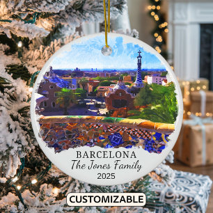 Personalized Barcelona Ornament, Spain Ceramic Ornament